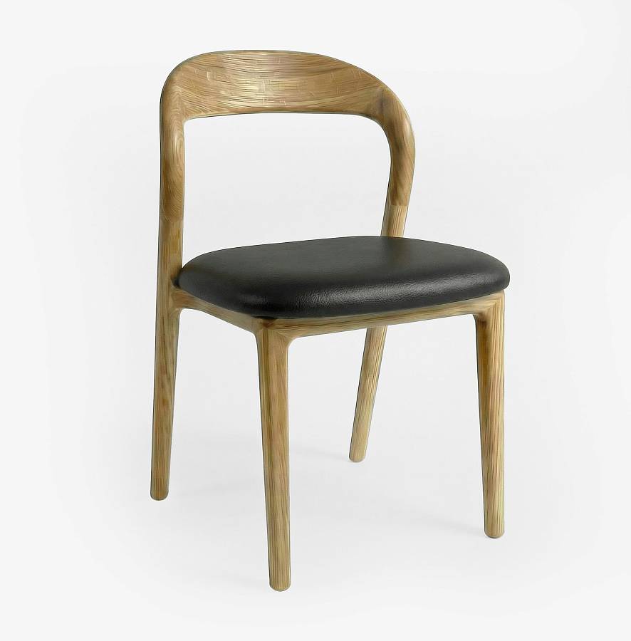 картинка Стул Лугано без подлокотников черная экокожа дуб тон натуральный (масло) от производителя дизайнерской мебели Deephouse