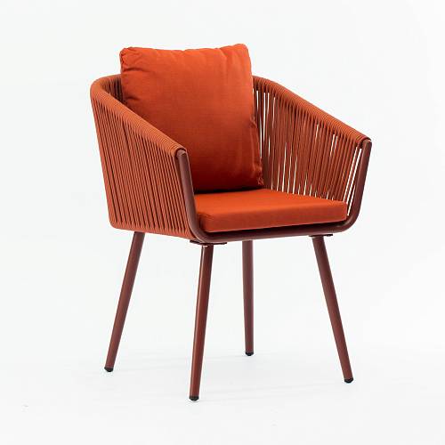 картинка Стул Брайтон плетеный терракотовый ножки металл терракотовый 2 подушки терракотовые от производителя дизайнерской мебели Deephouse