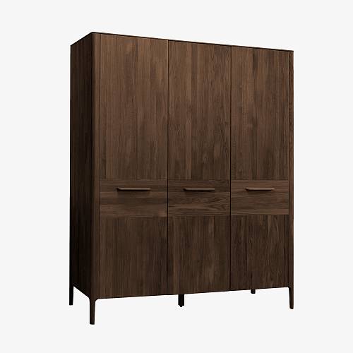 картинка Шкаф Аделаида 3-х дверный 174х60х210 см массив дуба тон темный орех (бейц/лак) от производителя дизайнерской мебели Deephouse