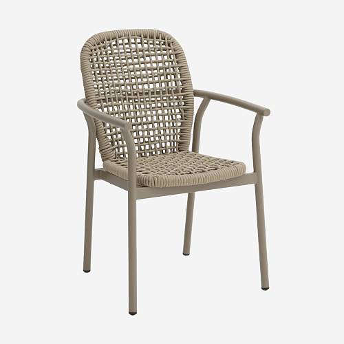 картинка Стул Позитано плетеный бежевый ножки бежевый металл от производителя дизайнерской мебели Deephouse
