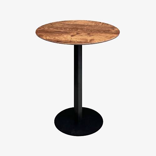 картинка Стол Монс круглый 60*60*76 столешница шпон дерево (тон браун) ножка квадратная металл (черный) от производителя дизайнерской мебели Deephouse