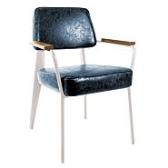 Кресло Вена белая сталь + экокожа голубой винтаж - 1