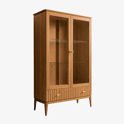 картинка Витрина Брисбен 119х47х190 см массив дуба тон коньяк (масло) от производителя дизайнерской мебели Deephouse