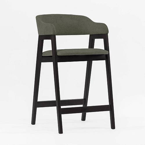 картинка Стул Челси полубарный зеленая ткань массив бука (черный) высота подлокотников 83,5 см от производителя дизайнерской мебели Deephouse