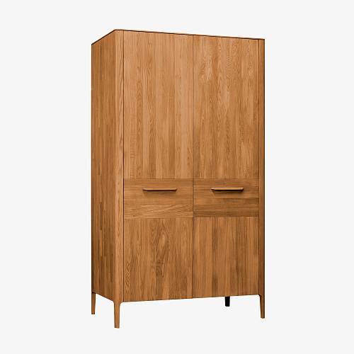 картинка Шкаф Аделаида 2-х дверный 120х60х210 см массив дуба тон коньяк (масло) от производителя дизайнерской мебели Deephouse