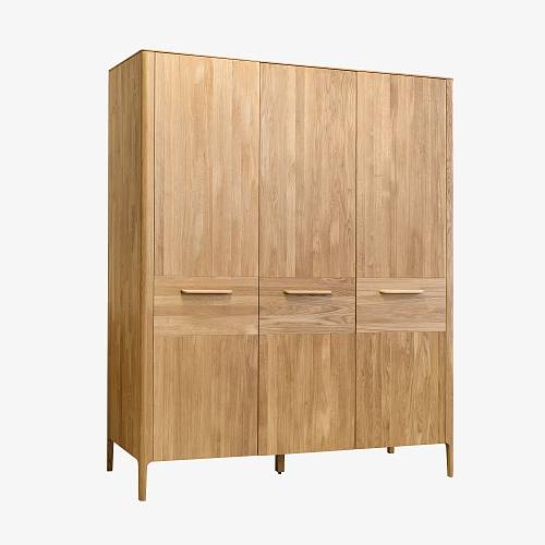 картинка Шкаф Аделаида 3-х дверный 174х60х210 см массив дуба тон натуральный (масло) от производителя дизайнерской мебели Deephouse