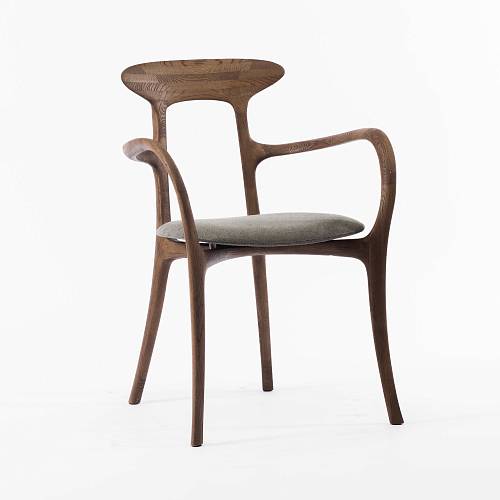 картинка Стул Брунелло темно-серая ткань дуб (тон терра) от производителя дизайнерской мебели Deephouse