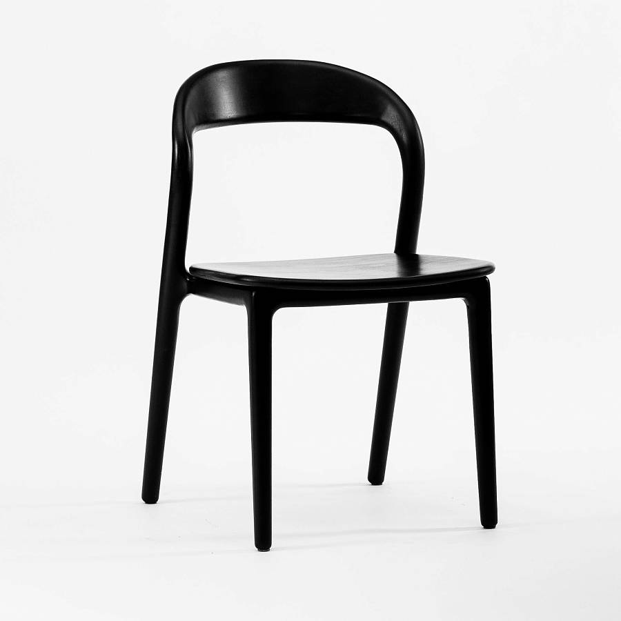 картинка Стул Лугано без подлокотников массив березы тон черный глянец от производителя дизайнерской мебели Deephouse