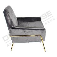 Кресло Амстердам бархат серый + ножки золотой металл - 5