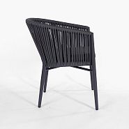 Кресло Марсель плетеное темно-серое, подушка ткань темно-серая, ножки темно-серый металл - 4