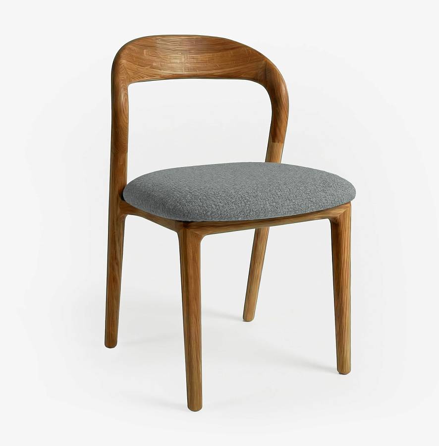 картинка Стул Лугано без подлокотников серо-голубая ткань дуб тон коньяк (масло) от производителя дизайнерской мебели Deephouse