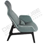 Кресло ВИШИ с оттоманкой ткань серо-голубая, ножки дерево черные массив - 5