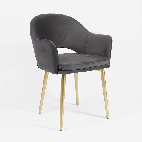 картинка Стул Магриб темно-серый бархат ножки под матовое золото от производителя дизайнерской мебели Deephouse