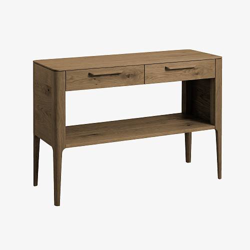 картинка Стол консоль Аделаида с 2 ящиками 110х41х76 см массив дуба тон терра (масло) от производителя дизайнерской мебели Deephouse