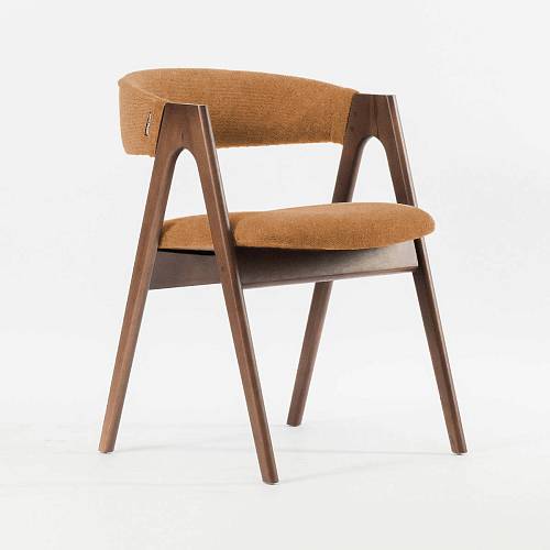 картинка Стул Дублин оранжевая ткань массив бука (орех) от производителя дизайнерской мебели Deephouse