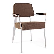 Кресло Вена белая сталь + сиденье светло-коричневая ткань - 1