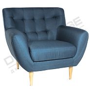 Кресло Тоскана ткань темно-синяя ножки натуральное дерево - 1