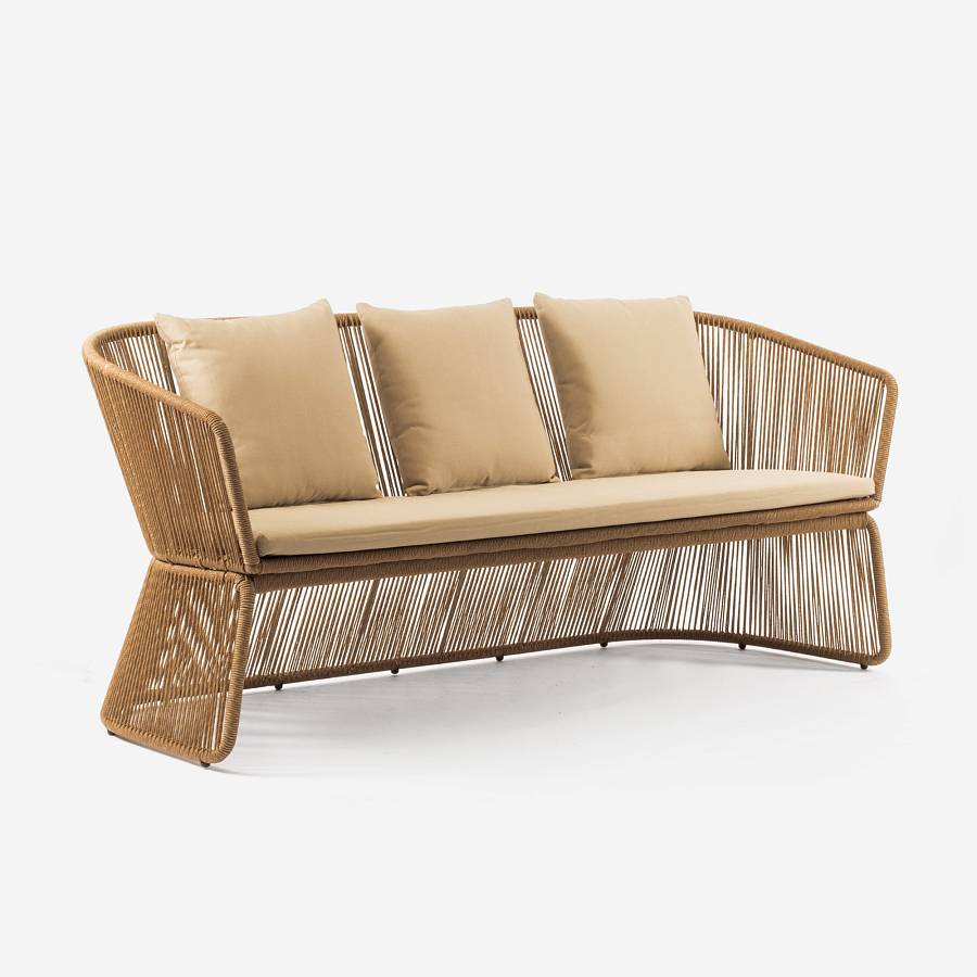 картинка Диван Сен-Тропе трехместный плетеный бежевый от производителя дизайнерской мебели Deephouse