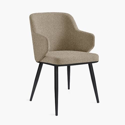 картинка Стул Трентино с подлокотниками без выреза бежево-коричневая ткань ясень тон черный(лак/матовый) от производителя дизайнерской мебели Deephouse