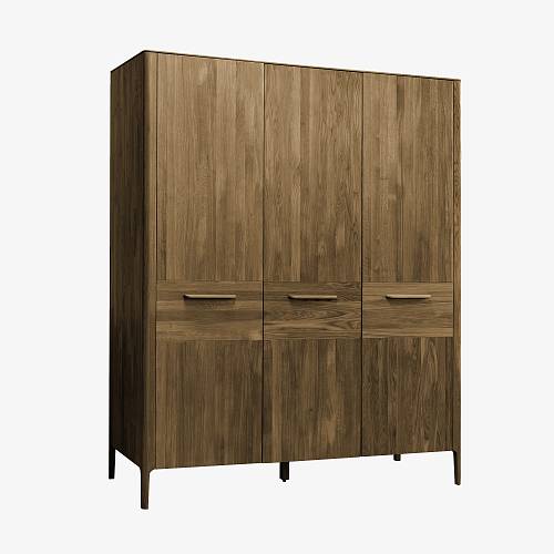 картинка Шкаф Аделаида 3-х дверный 174х60х210 см массив дуба тон терра (масло) от производителя дизайнерской мебели Deephouse