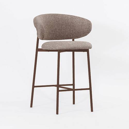 картинка Стул полубарный Феррара бежево-коричневая ткань ножки коричневые от производителя дизайнерской мебели Deephouse