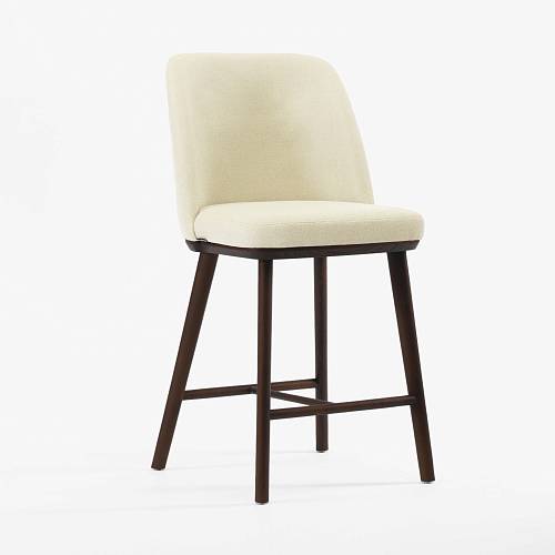 картинка Стул Трентино полубарный без подлокотников без выреза светло-бежевая ткань ясень тон темный орех (лак/матовый) от производителя дизайнерской мебели Deephouse