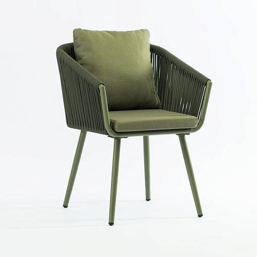 картинка Стул Брайтон плетеный зеленый ножки металл зеленый 2 подушки зеленых от производителя дизайнерской мебели Deephouse