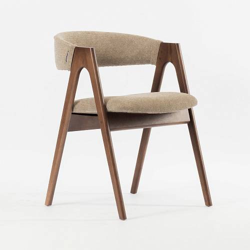 картинка Стул Дублин бежево-коричневая ткань массив бука тон орех (лак/мaтовый) от производителя дизайнерской мебели Deephouse