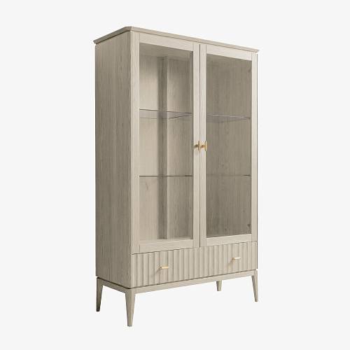 картинка Витрина Брисбен 119х47х190 см массив дуба тон светлый натуральный (масло) от производителя дизайнерской мебели Deephouse