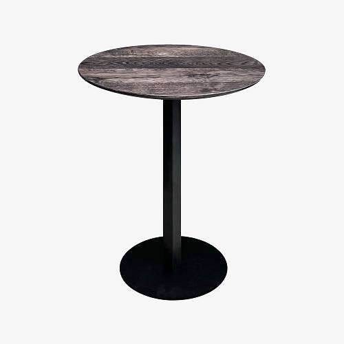 картинка Стол Монс круглый 60*60*76 столешница шпон дерево (тон графит) ножка квадратная металл (черный) от производителя дизайнерской мебели Deephouse