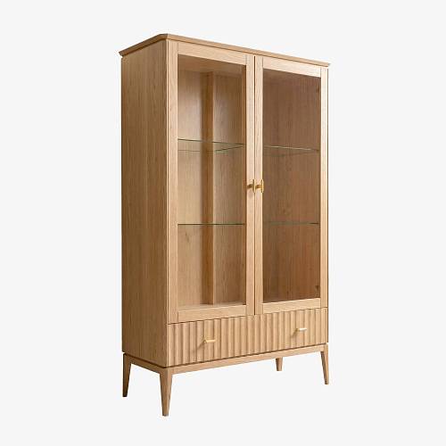 картинка Витрина Брисбен 119х47х190 см массив дуба тон натуральный (масло) от производителя дизайнерской мебели Deephouse