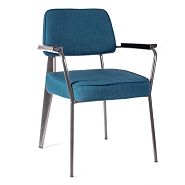 Кресло Вена сталь + сиденье синяя ткань - 2