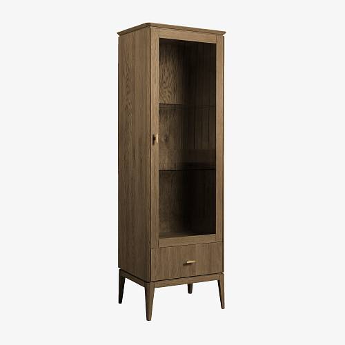 картинка Витрина Брисбен 64х47х190 см, петли справа, массив дуба тон терра (масло) от производителя дизайнерской мебели Deephouse