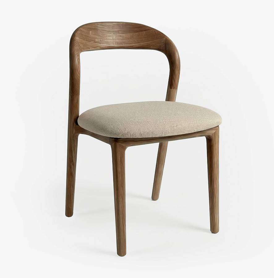 картинка Стул Лугано без подлокотников бежевая ткань дуб тон терра (масло) от производителя дизайнерской мебели Deephouse