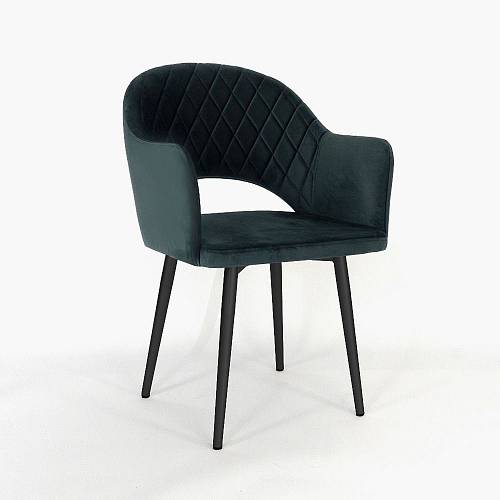 картинка Стул Белладжио вращающийся темно-зеленый бархат ножки черные от производителя дизайнерской мебели Deephouse