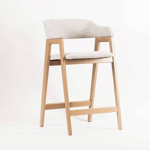 картинка Стул Челси барный пепельная ткань массив бука (натуральный) высота подлокотников 93,5 см от производителя дизайнерской мебели Deephouse