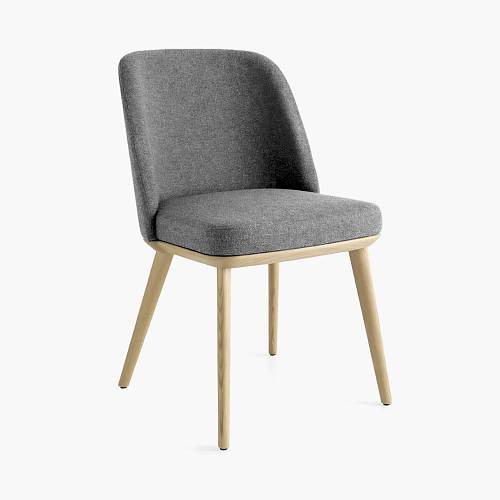 картинка Стул Трентино без подлокотников без выреза светло-серая ткань ясень тон натуральный (лак/матовый) от производителя дизайнерской мебели Deephouse