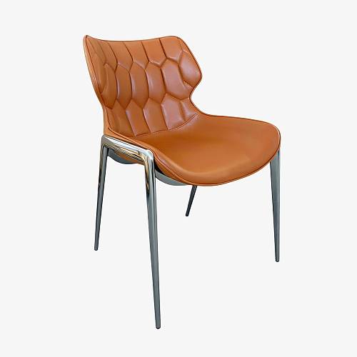 картинка Стул Найроби светло-коричневая экокожа ножки хромированные от производителя дизайнерской мебели Deephouse