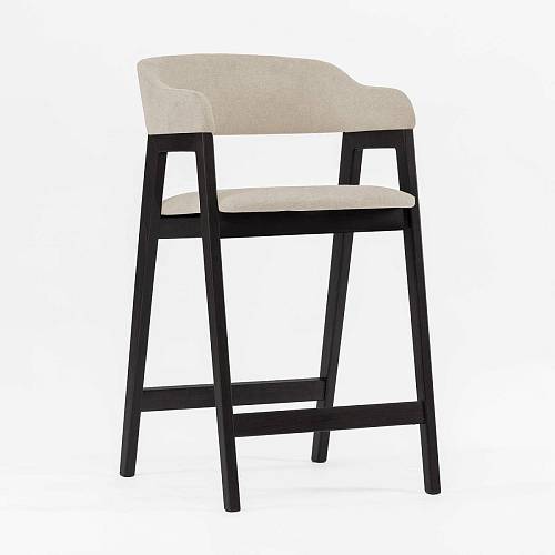 картинка Стул Челси полубарный кремовая ткань массив бука (черный) высота подлокотников 83,5 см от производителя дизайнерской мебели Deephouse