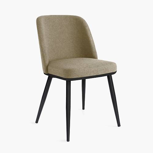 картинка Стул Трентино без подлокотников без выреза бежево-коричневая ткань ясень тон черный (лак/матовый) от производителя дизайнерской мебели Deephouse