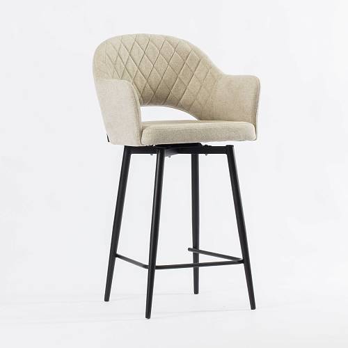 картинка Стул полубарный Белладжио вращающийся бежевая ткань ножки черные от производителя дизайнерской мебели Deephouse