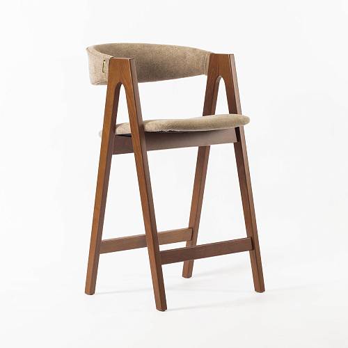 картинка Стул Дублин полубарный бежево-коричневая ткань массив бука (орех) (х) от производителя дизайнерской мебели Deephouse