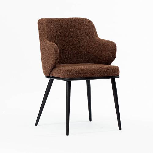 картинка Стул Трентино с подлокотниками без выреза ткань цвет охра ножки металл тон черный от производителя дизайнерской мебели Deephouse