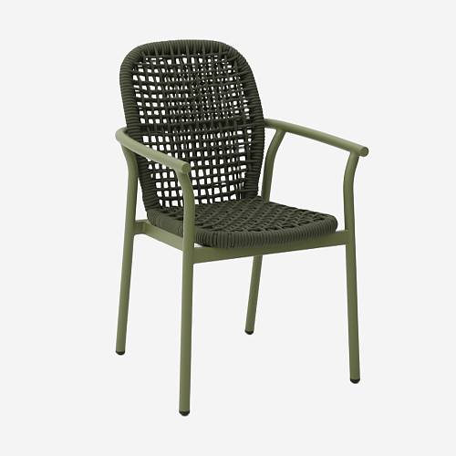картинка Стул Позитано плетеный зеленый ножки зеленый металл от производителя дизайнерской мебели Deephouse