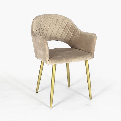 картинка Стул Белладжио бежевый бархат ножки золото от производителя дизайнерской мебели Deephouse