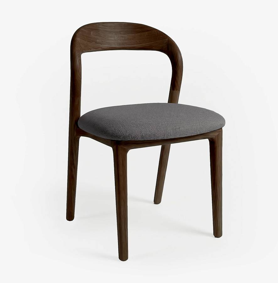 картинка Стул Лугано без подлокотников серая ткань дуб тон темный орех (масло) от производителя дизайнерской мебели Deephouse