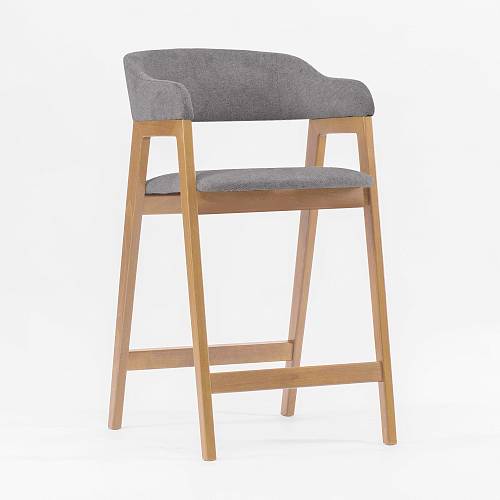 картинка Стул Челси полубарный светло-серая ткань массив бука (натуральный) высота подлокотников 83,5 см от производителя дизайнерской мебели Deephouse