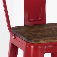 Барный стул TOLIX красный матовый сиденье темное дерево - 6
