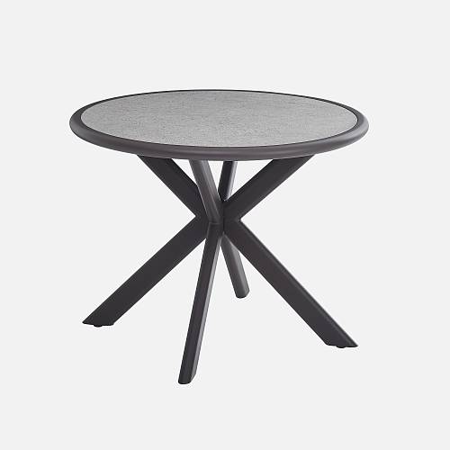 картинка Стол Крит коричневый 97*97 см столешница камень серый ножки металл коричневый  от производителя дизайнерской мебели Deephouse