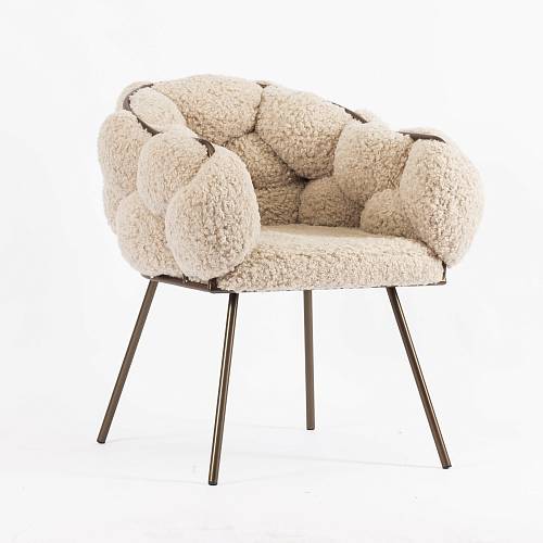 картинка Стул Фоджа бежевый экомех ножки металл (бронза) от производителя дизайнерской мебели Deephouse